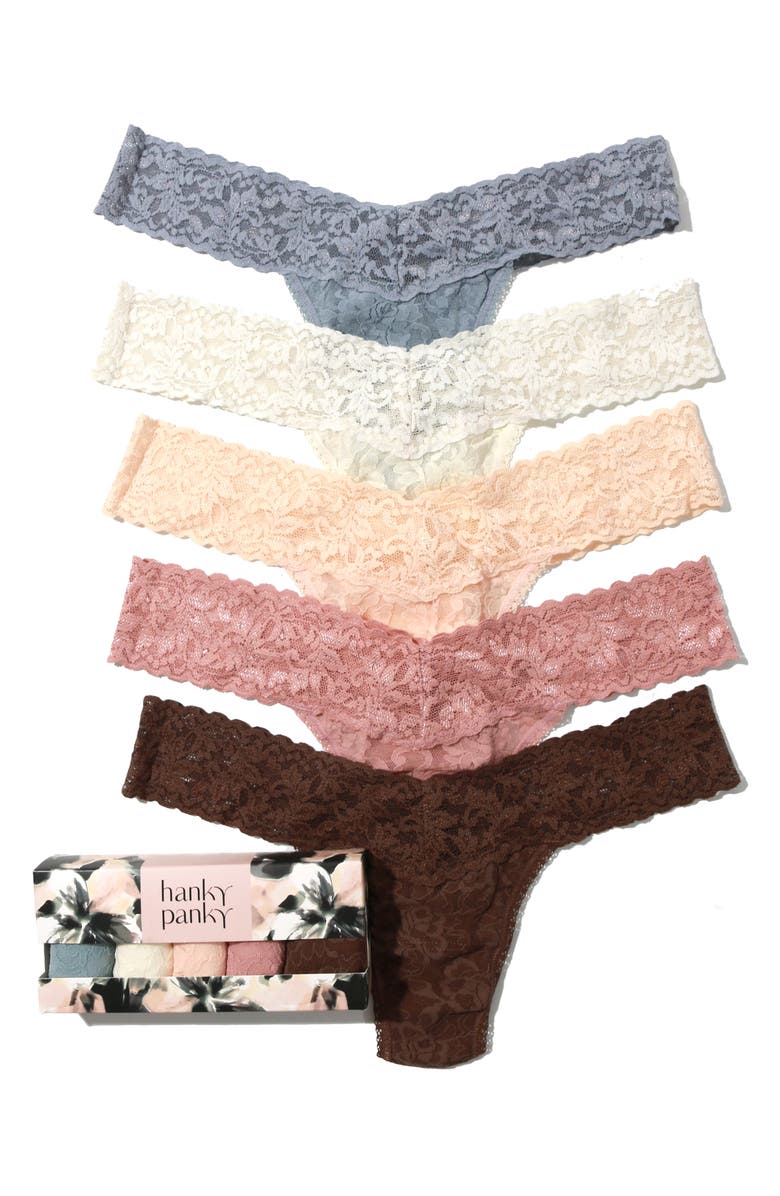 Hanky Panky Assorted 5-Pack Lace Low Rise Thongs, Main, color, 