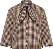 Maison Common Vichy Tafeta Blouse With Bow Tie