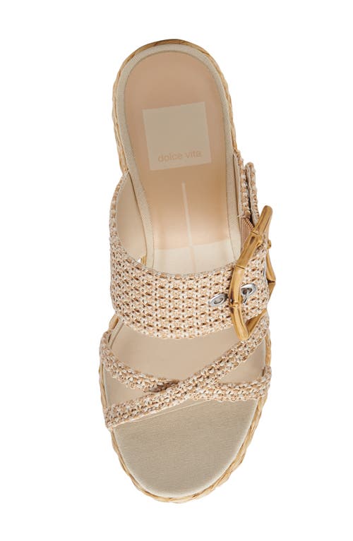 Dolce Vita Edwina Raffia Platform Slide Sandal In White/natural Raffia