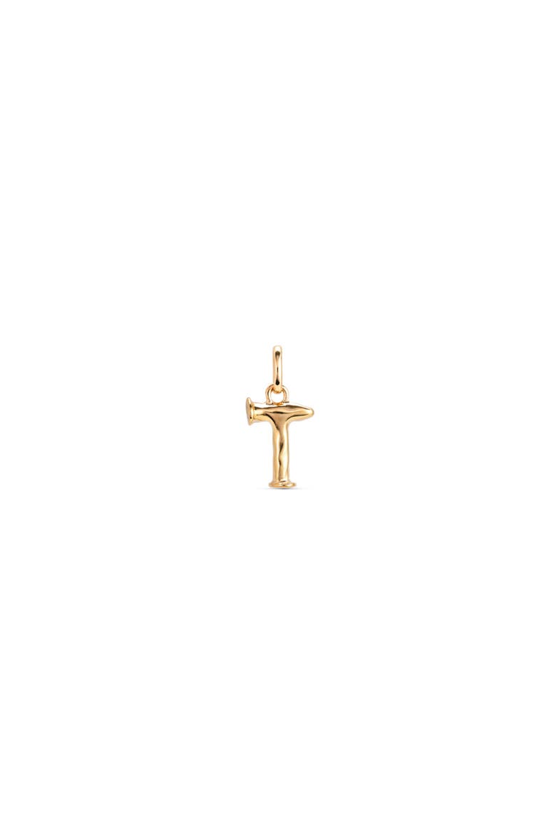 18K Gold-Plated Letter T Charm, Main, color, Gold