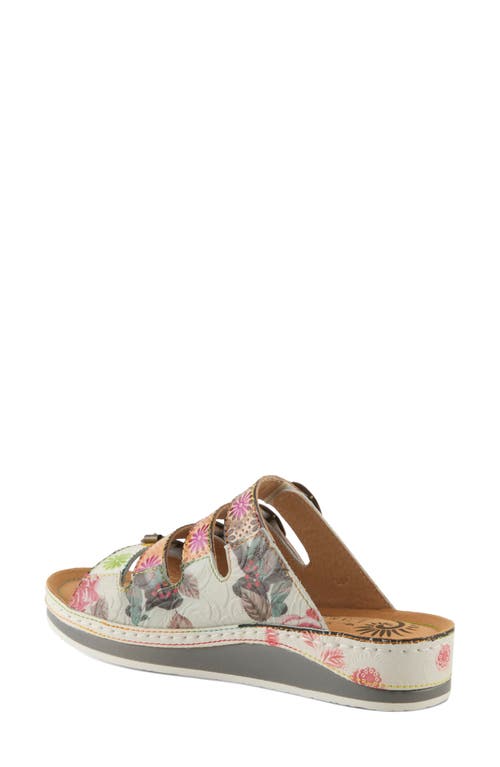 L'artiste By Spring Step Bellini Platform Wedge Slide Sandal In White Multi