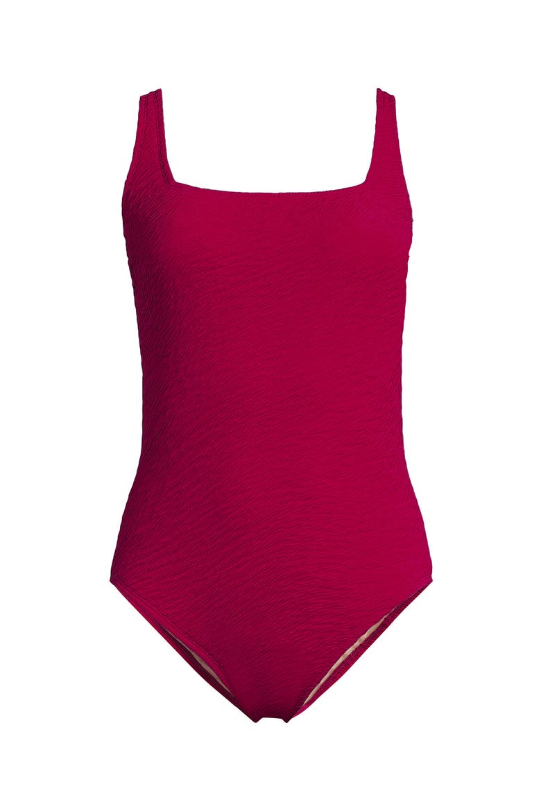 Womens Boucle Square Neck Scoop Back One Piece Swimsuit, Alternate, color, Raspberry Sorbet