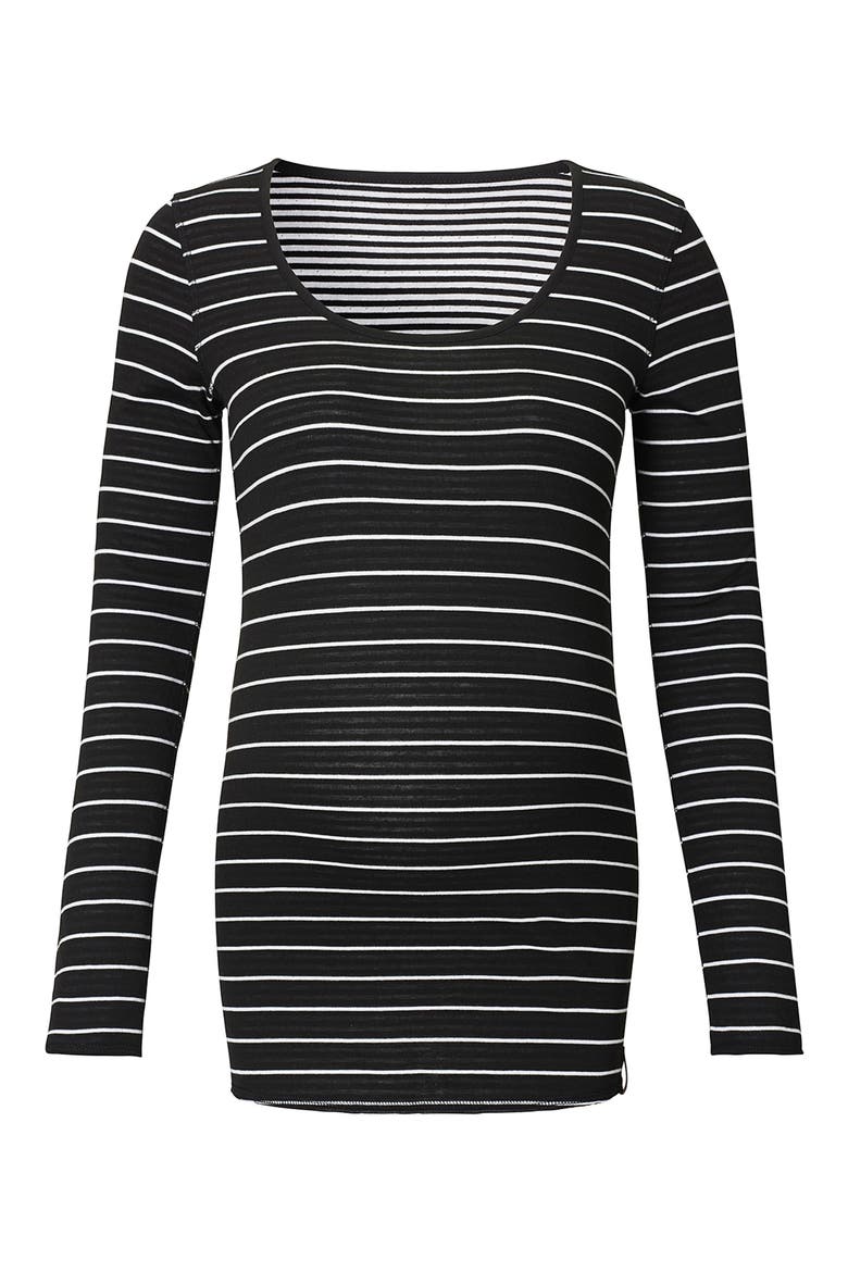 Ivy Stripe Maternity Shirt, Main, color, BLACK