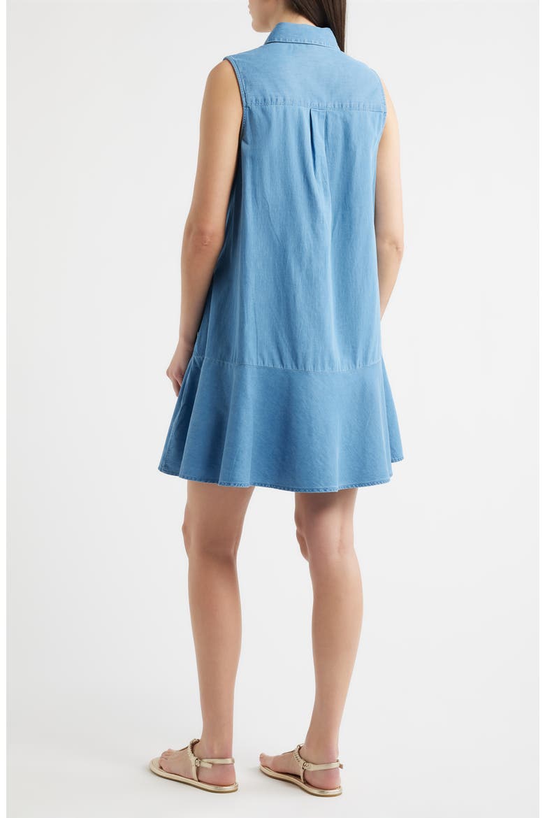 Zurina Sleeveless Cotton Chambray Shirtdress, Alternate, color, MEDIUM WASH