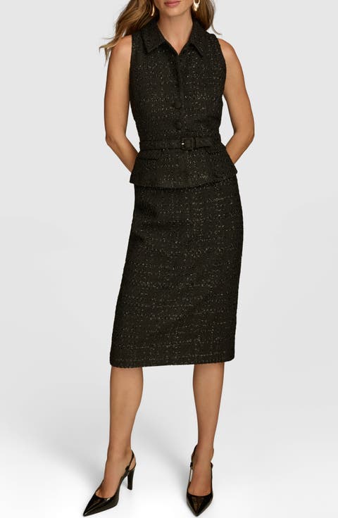 Tweed Top & Midi Skirt Set