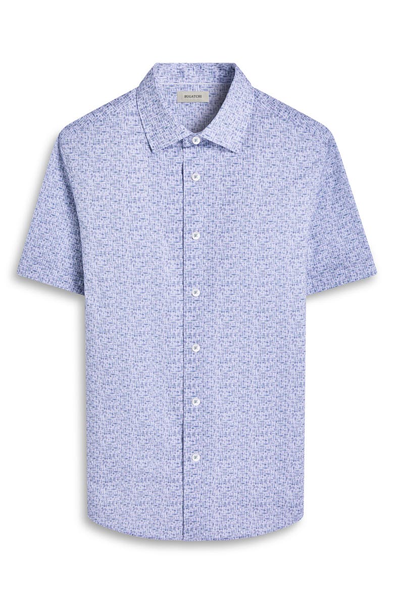 Bugatchi Miles OoohCotton<sup>®</sup> Abstract Print Short Sleeve Button-Up Shirt, Alternate, color, Mint