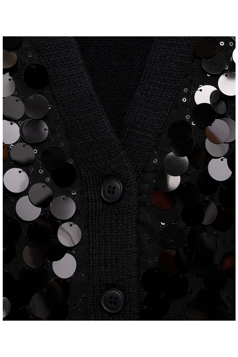 Paillette V-Neck Crop Cardigan, Alternate, color, BLACK