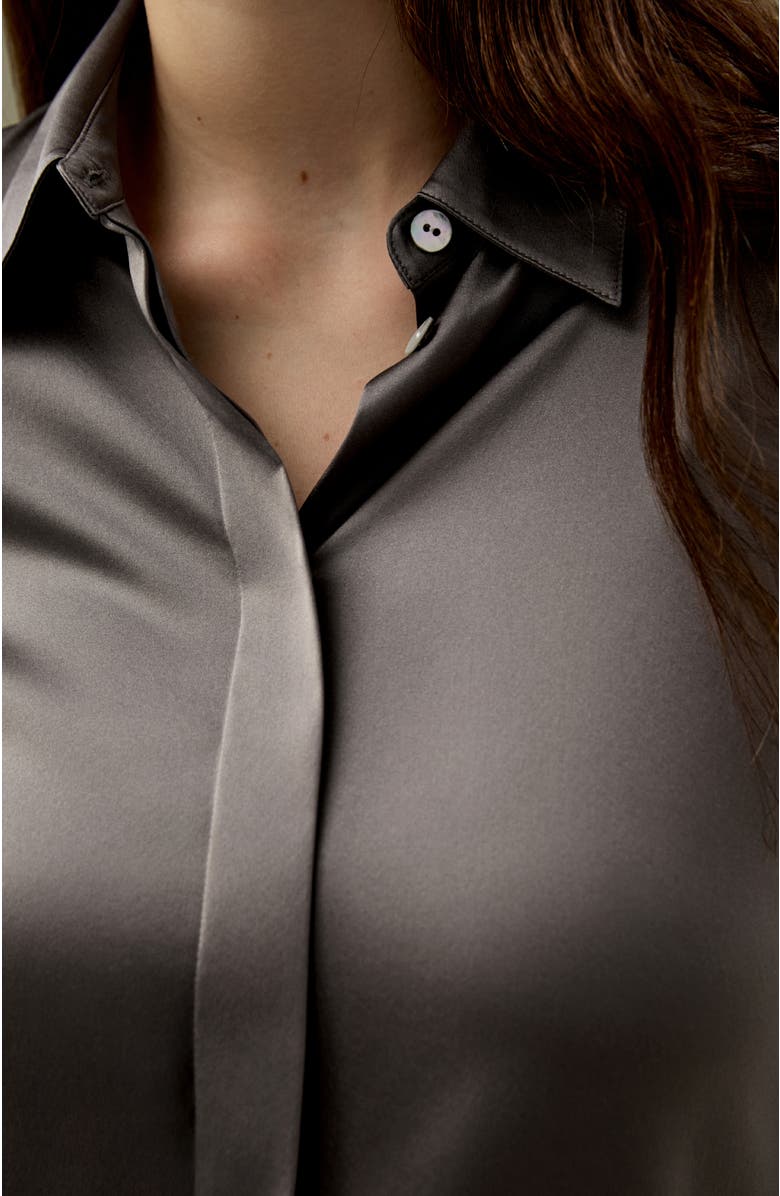 Lilysilk Elegant Silhouette Silk Shirt, Alternate, color, Mercury