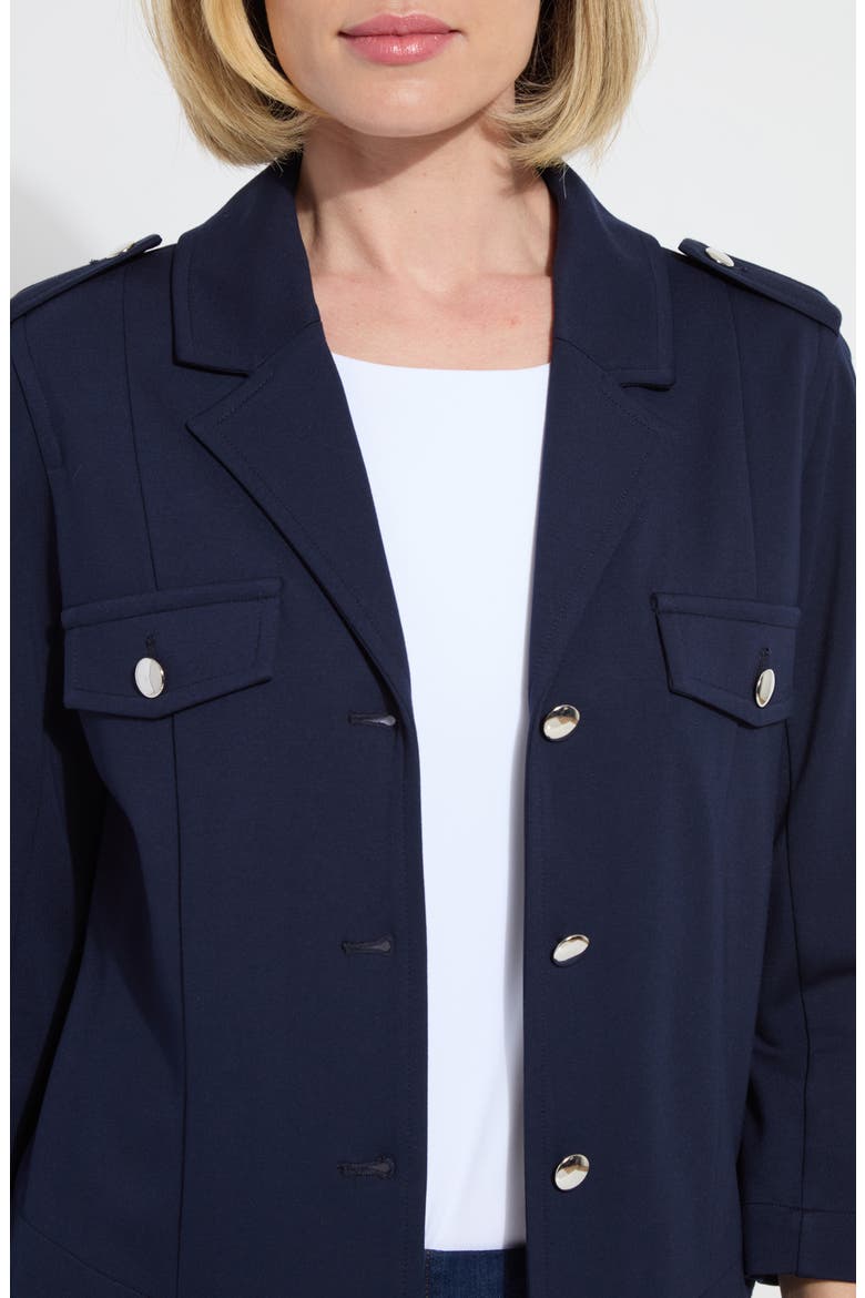 Veronica Crop Ponte Blazer, Alternate, color, TRUE NAVY