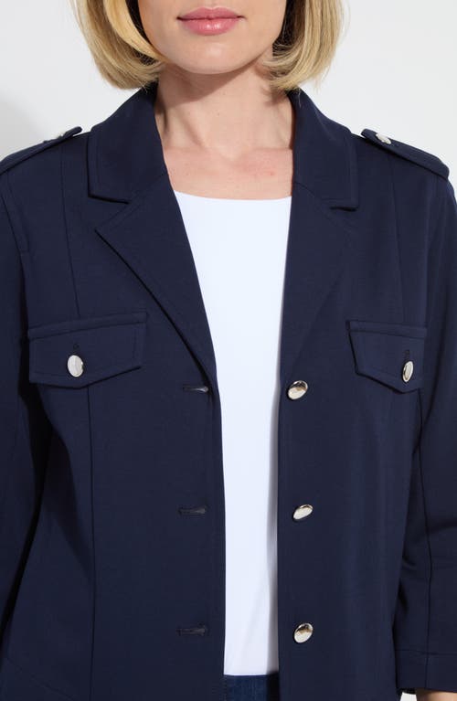 Lyssé Veronica Crop Ponte Blazer In True Navy