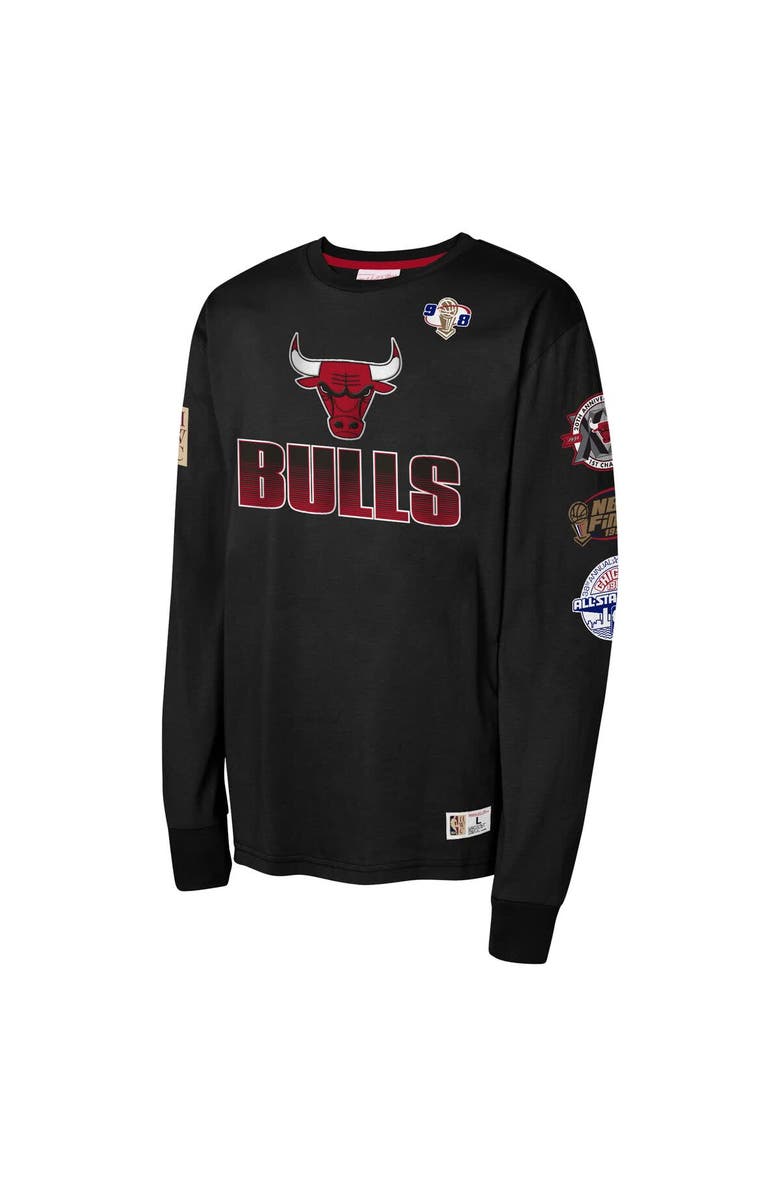 Mitchell & Ness Youth Mitchell & Ness Black Chicago Bulls  Hardwood Classics All Over Long Sleeve T-Shirt, Alternate, color, 