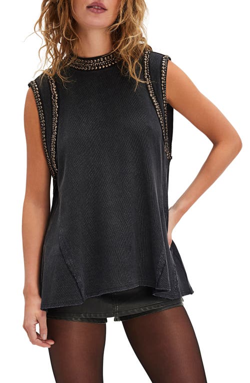 Free People Ria Studded Tank In Black