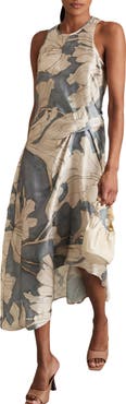 Reiss Mieke Floral Sleeveless Satin Dress