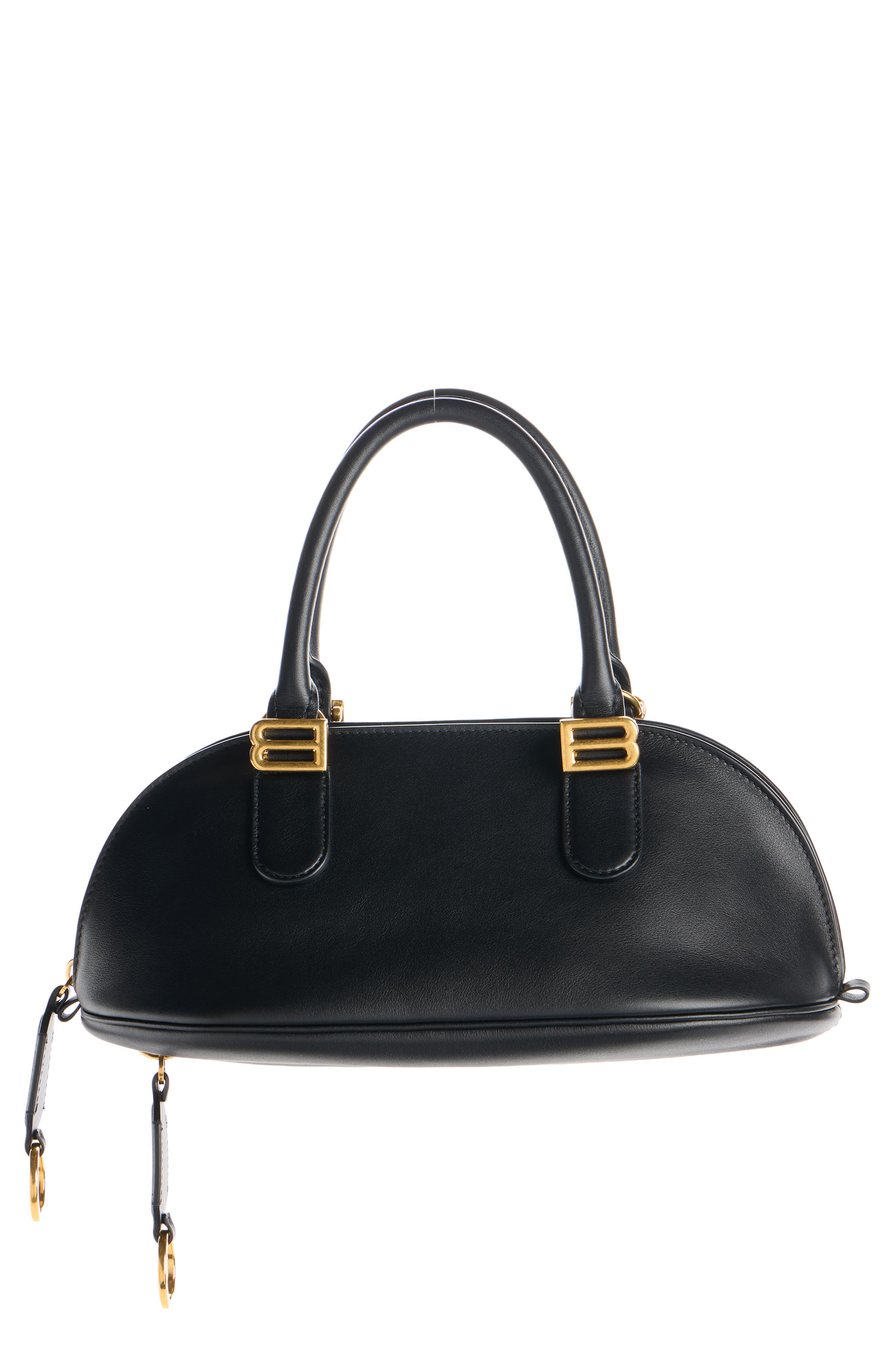 Balenciaga Mini Bolero Leather Bowling Bag, Main, color, Black/ Plum