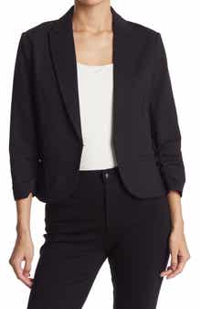 Amanda & Chelsea AMANDA AND CHELSEA 3/4 Scrunch Sleeve Notch Collar Blazer