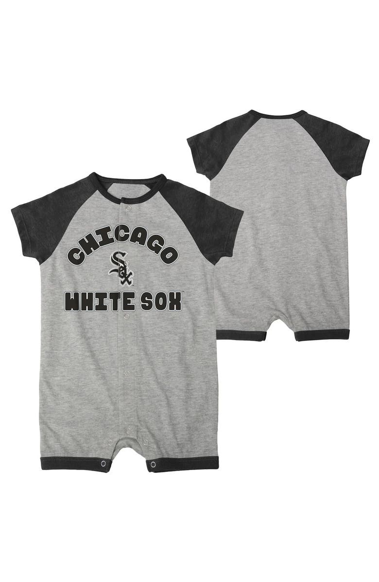 Outerstuff Infant  Heather Gray Chicago White Sox Extra Base Hit Raglan Full-Snap Romper, Main, color, Heather Gray