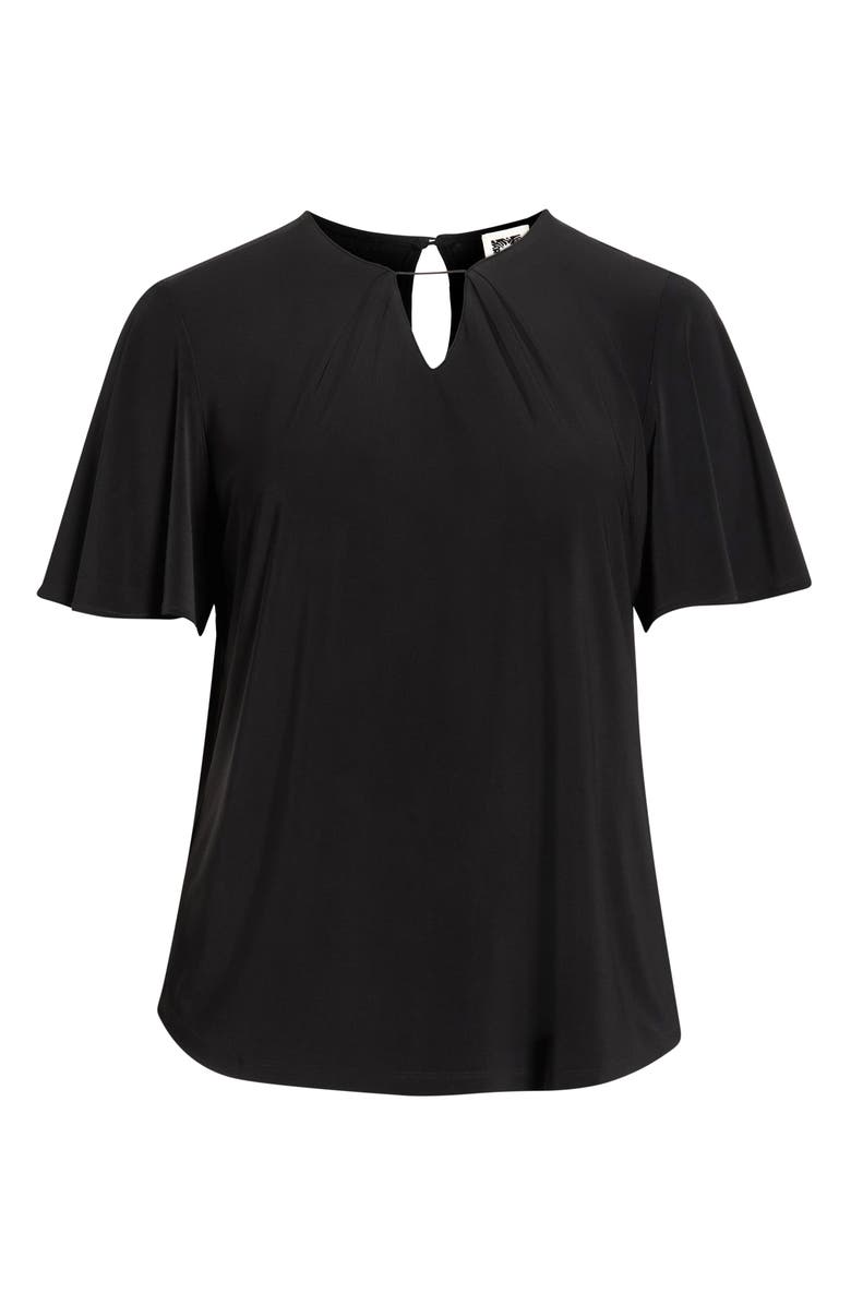 Anne Klein Pleat Neck Bell Sleeve Top, Alternate, color, Anne Black