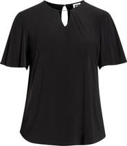 Anne Klein Pleat Neck Bell Sleeve Top