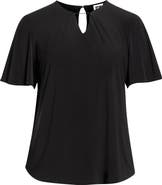 Anne Klein Pleat Neck Bell Sleeve Top