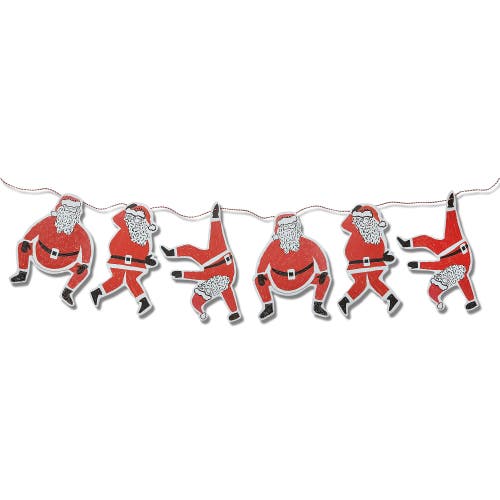 Tag Paper Dancing Santa Garland Holiday Wall Decor Red Banners In Red