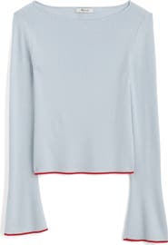 Madewell Boat Neck Flare Sleeve Wool & Silk Sweater