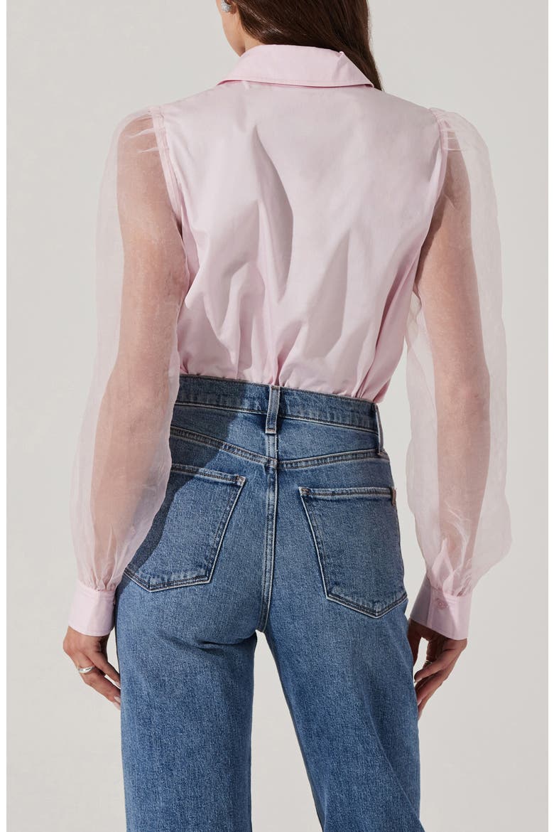 Sheer Sleeve Shirt, Alternate, color, PINK
