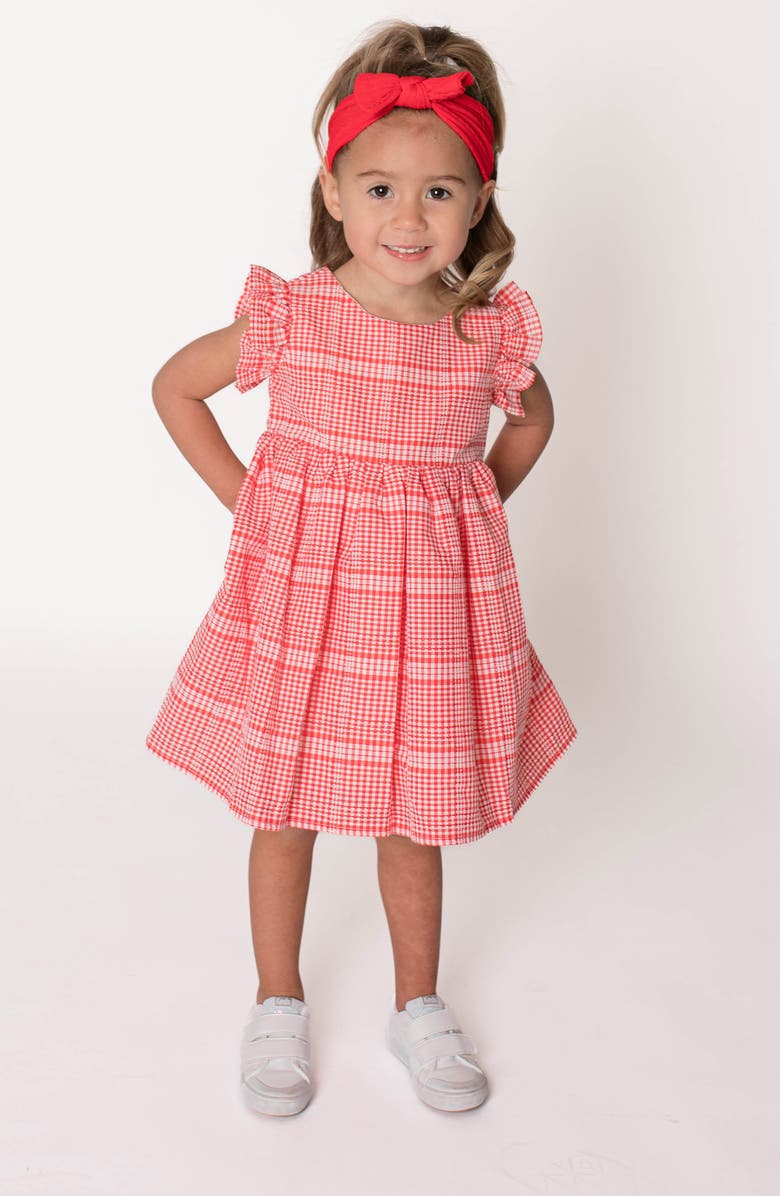 Popatu Gingham Check Flutter Sleeve Dress, Main, color, 
