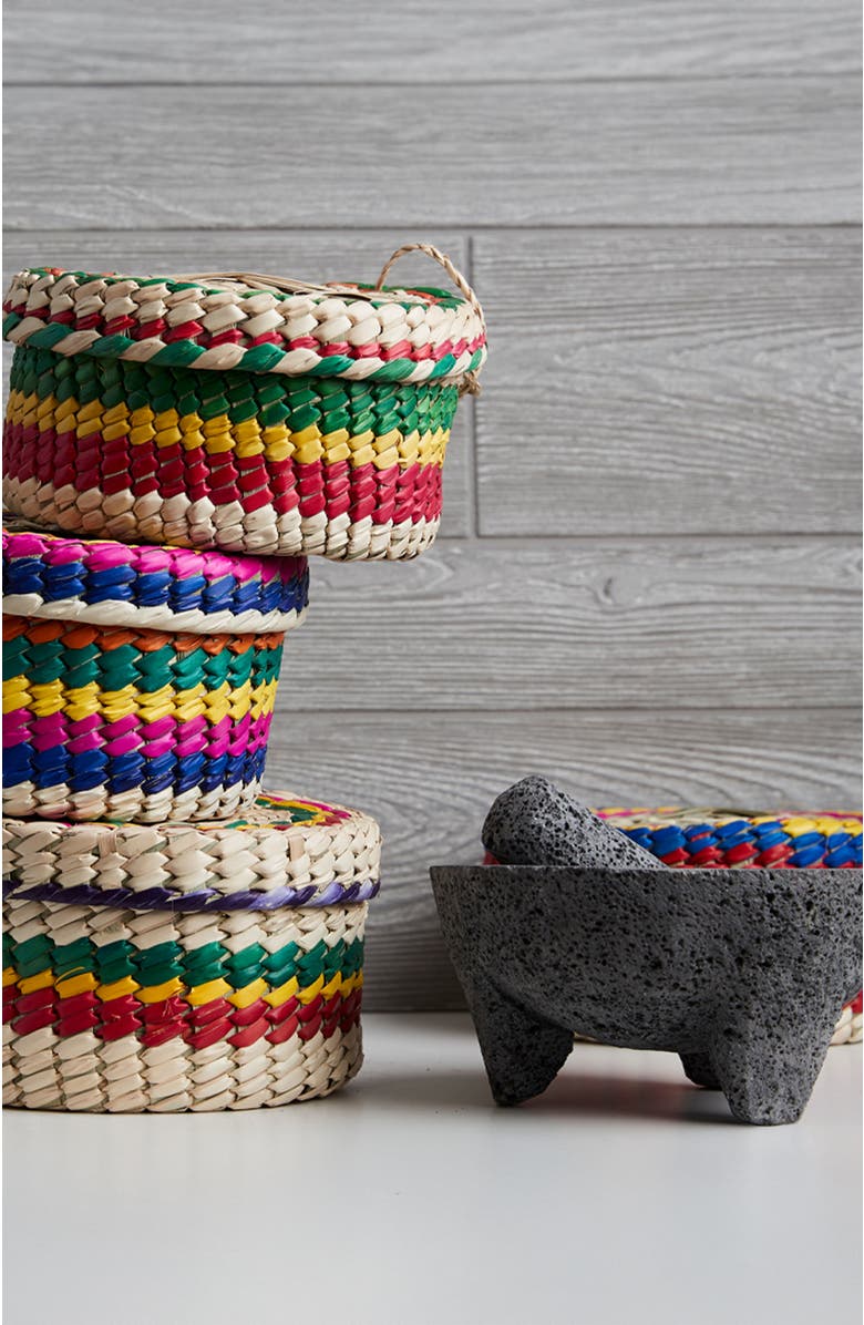 Verve Culture Molcajete in Basket, Alternate, color, NO COLOR