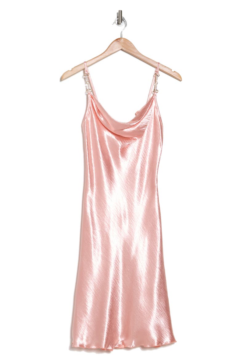 Cowl Neck Hammered Satin Dress, Alternate, color, ROSE