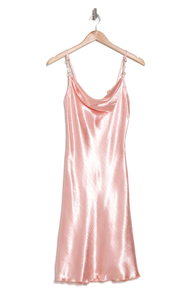 Jump Apparel Cowl Neck Hammered Satin Dress, Alternate, color, Rose