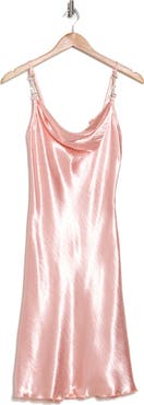 Jump Apparel Cowl Neck Hammered Satin Dress