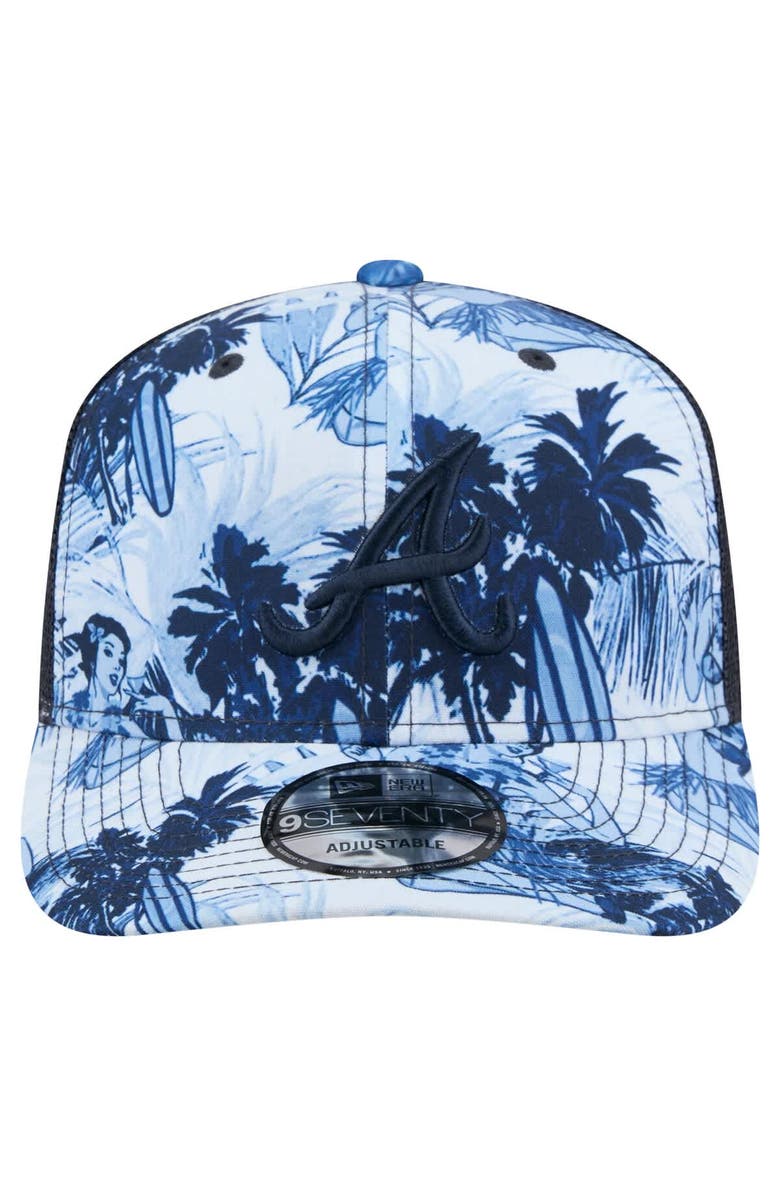 New Era Men's New Era Navy Atlanta Braves Hula Trucker 9SEVENTY Adjustable Hat, Alternate, color,
