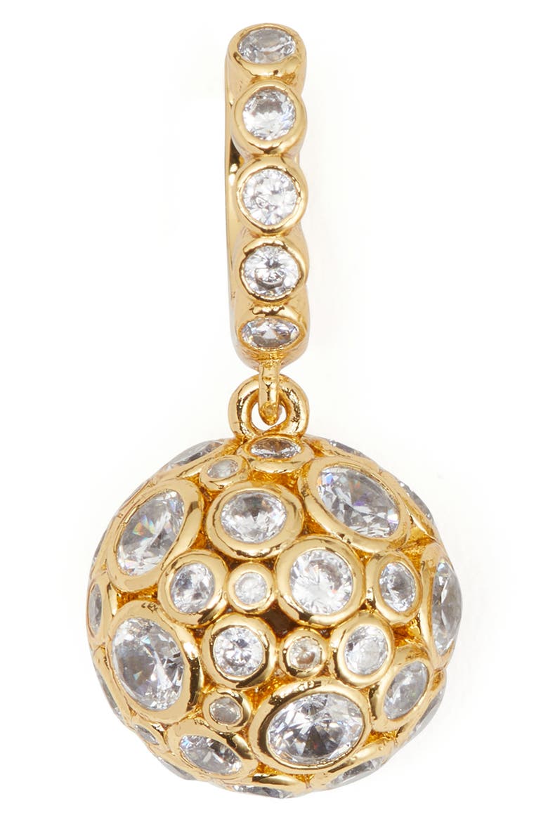 cubic zirconia sphere huggie hoop earrings, Alternate, color, CLEAR/ GOLD.