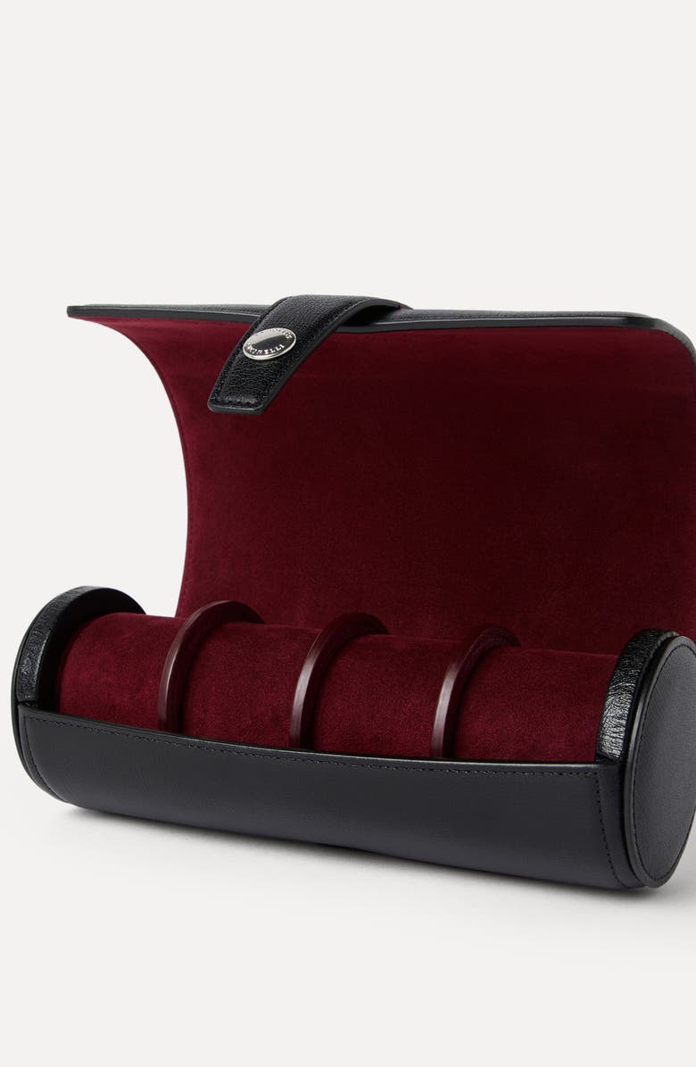 Brunello Cucinelli Grained leather watch box, Alternate, color, Black