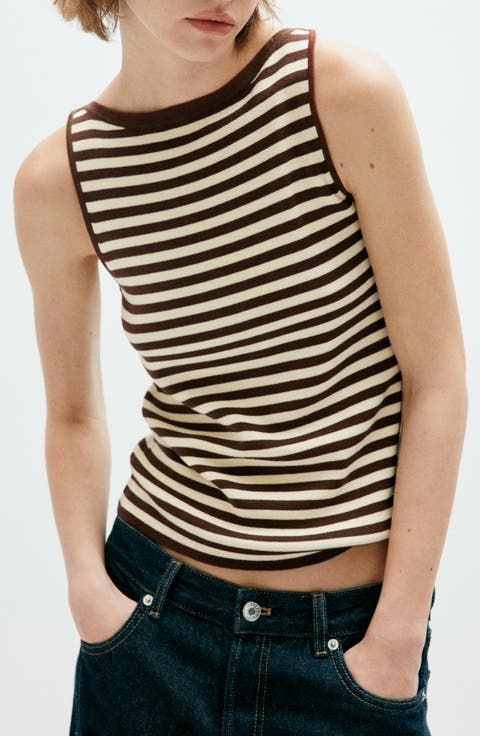 Fine-Knit Boat Neck Top