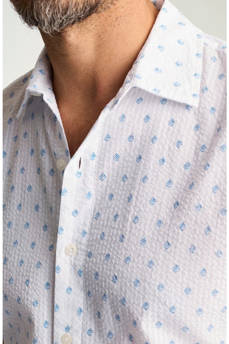 Riviera Slim Fit Leaf Print Seersucker Short Sleeve Button-Up Shirt, Alternate, color, LUNDI LEAVES V2 C24