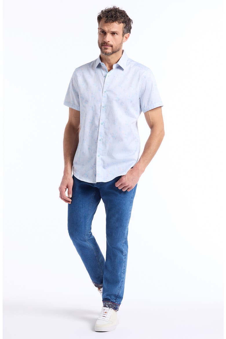 Short Sleeve Cotton Button-Up Shirt, Alternate, color, MULTI