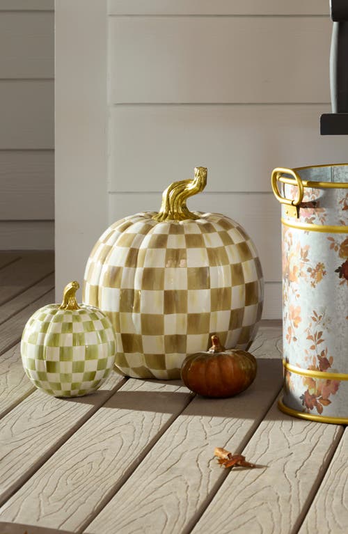 Mackenzie-childs Mackenzie Childs Mocha Check Large Pumpkin In Multi