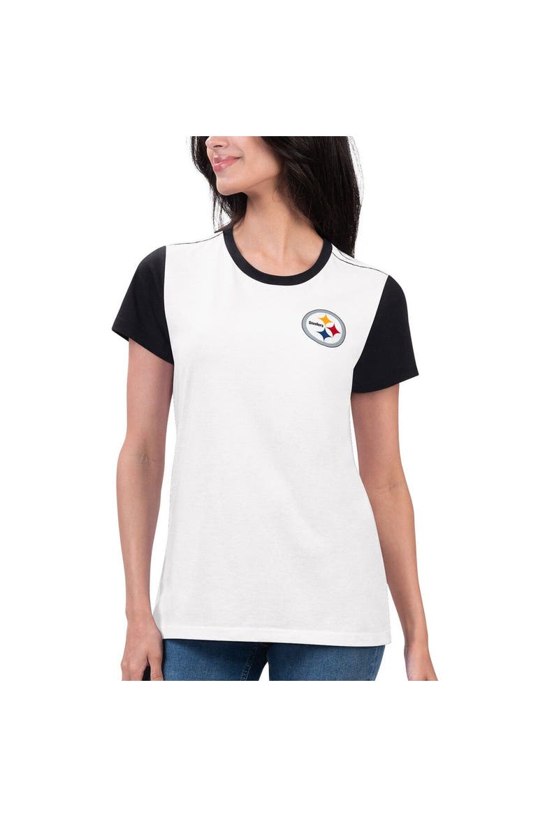 Women's G-III 4Her by Carl Banks White/Black Pittsburgh Steelers Fashion Illustration T-Shirt, Main, color, White