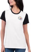 G-III 4HER BY CARL BANKS Women's G-III 4Her by Carl Banks White/Black Pittsburgh Steelers Fashion Illustration T-Shirt