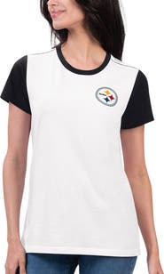G-III 4HER BY CARL BANKS Women's G-III 4Her by Carl Banks White/Black Pittsburgh Steelers Fashion Illustration T-Shirt
