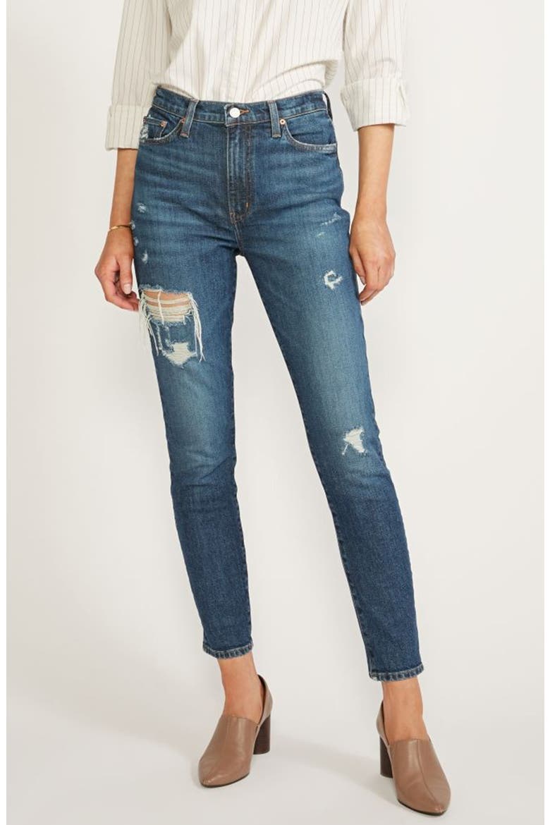 Giselle Distressed HIgh Waist Skinny Jeans, Alternate, color, ELDER CREEK