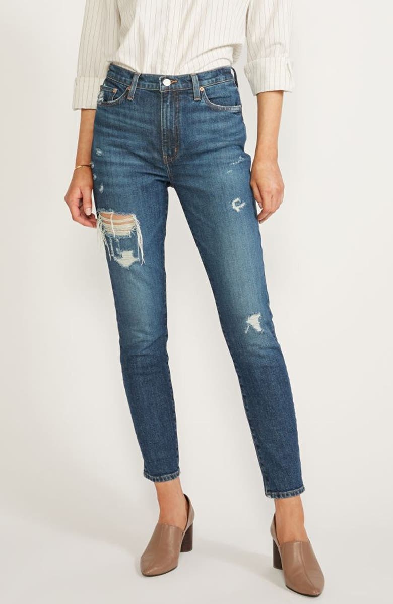 ÉTICA Giselle Distressed HIgh Waist Skinny Jeans, Alternate, color,