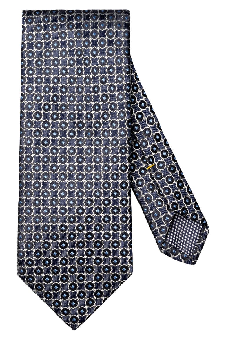 Geometric Silk Tie, Main, color, NAVY