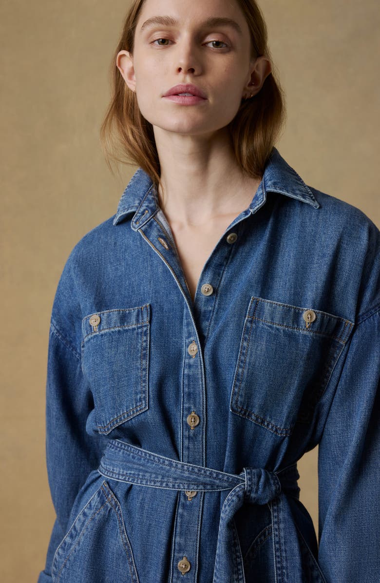 Faherty Cleo Oversize Long Sleeve Sunfair Denim Shirtdress, Alternate, color, Beacon Hill Wash