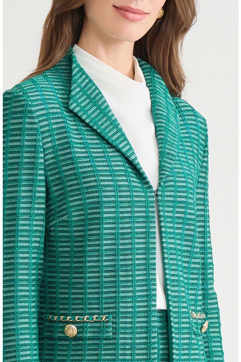 Chain Detail Ottoman Knit Jacket, Alternate, color, EVEREST/ BLACK/ IVORY
