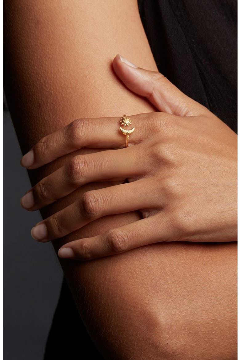 Illuminated Spirit Moon Sun Adjustable Ring, Alternate, color, Gold