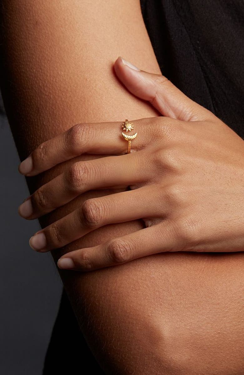 Satya Jewelry Illuminated Spirit Moon Sun Adjustable Ring, Alternate, color, Gold