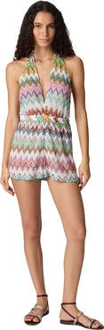 Missoni Short Jumpsuit In Lamé Viscose With Macro Zigzag Pattern