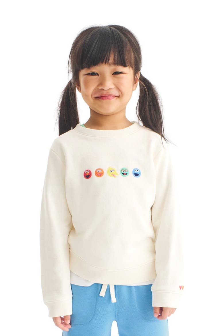 Kids Sesame Street Friends Embroidered Sweatshirt, Alternate, color, Oat
